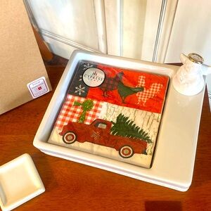 NIB Nora Fleming Napkin Holder / Candy Dish With Mini Angel